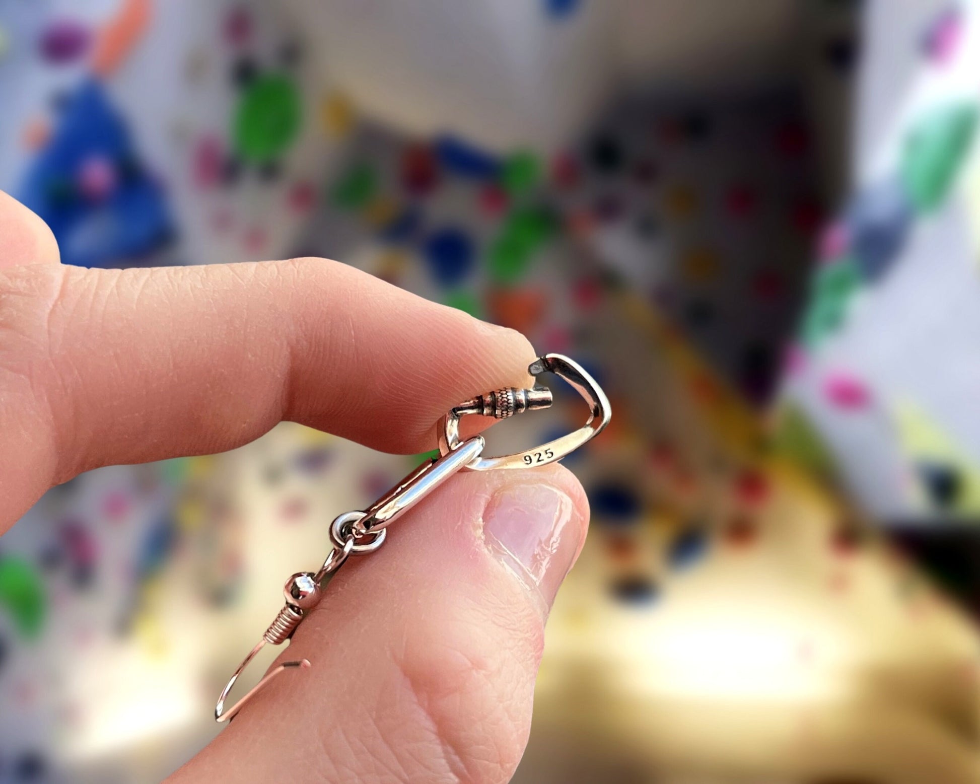 Silver Openable Climbing Carabiner Earrings Jewelry