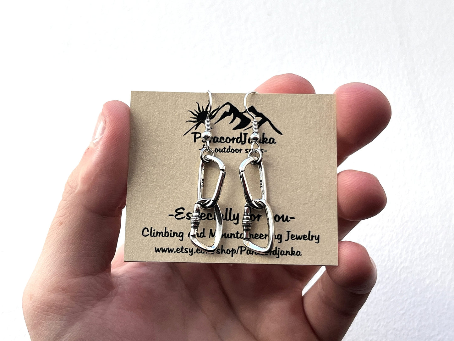 Silver Openable Climbing Carabiner Earrings Jewelry