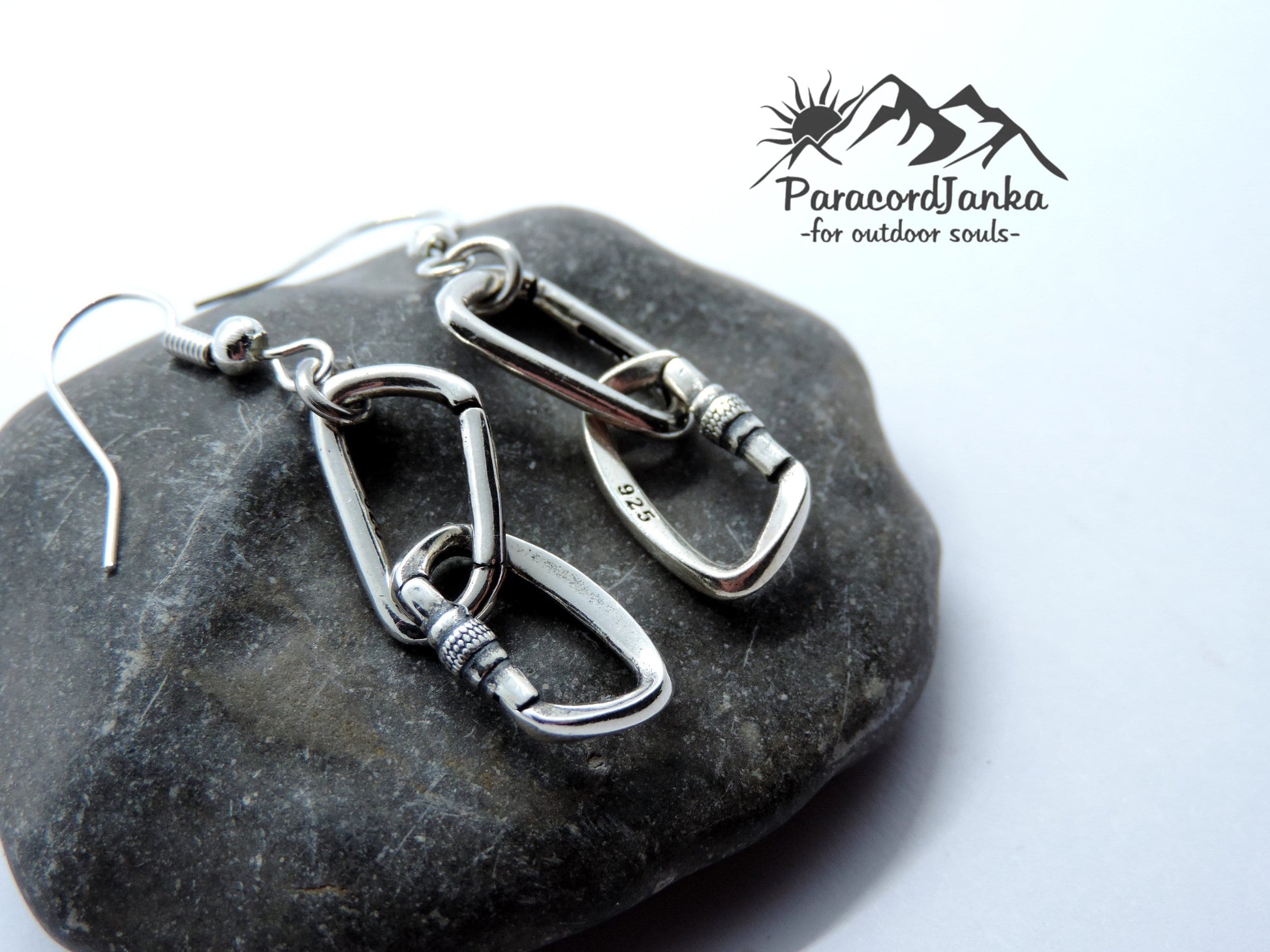 Silver Openable Climbing Carabiner Earrings Jewelry