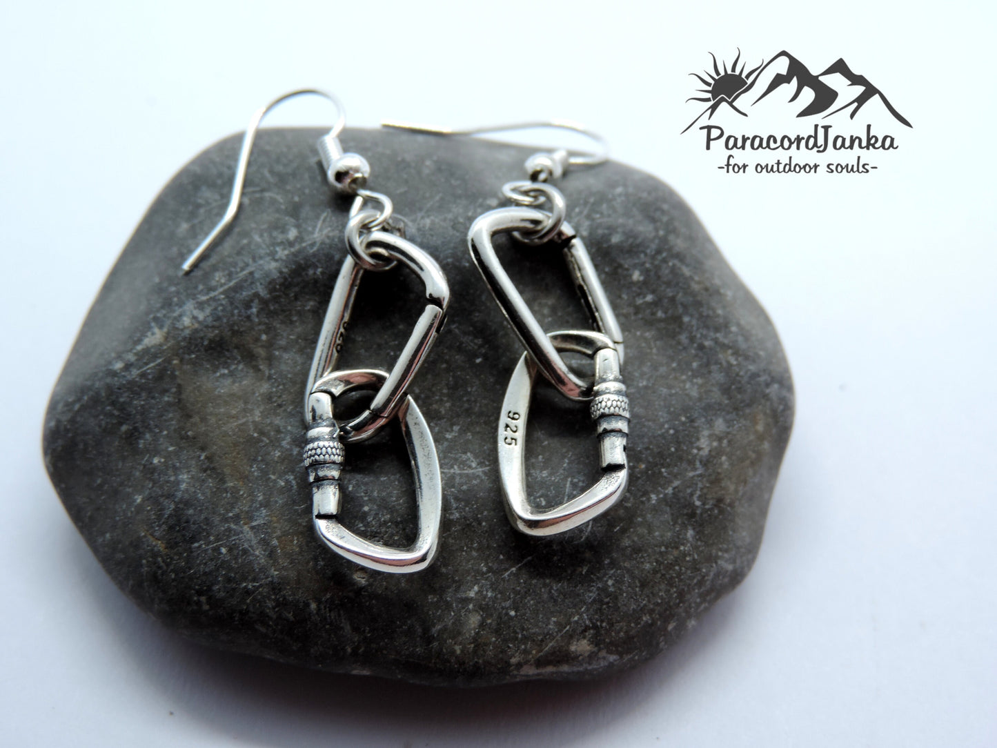 Silver Openable Climbing Carabiner Earrings Jewelry