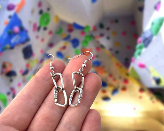 Silver Openable Climbing Carabiner Earrings Jewelry